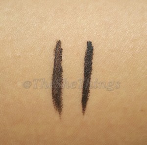 L'oreal Paris 36H SuperLiner Gel Intenza : Review, Swatches & EOTD L : Single swipe R: Multiple swipes